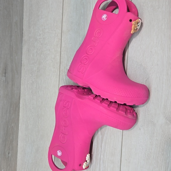 Crocs Girls Kids Pink Rain High Top Boots Shoes Sz C10 Toddler - Picture 8 of 11